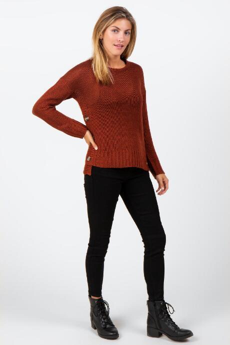 Francesca's Kacey Side Button Sweater - Wine