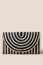 Francesca's Aga Striped Clutch - Black/white