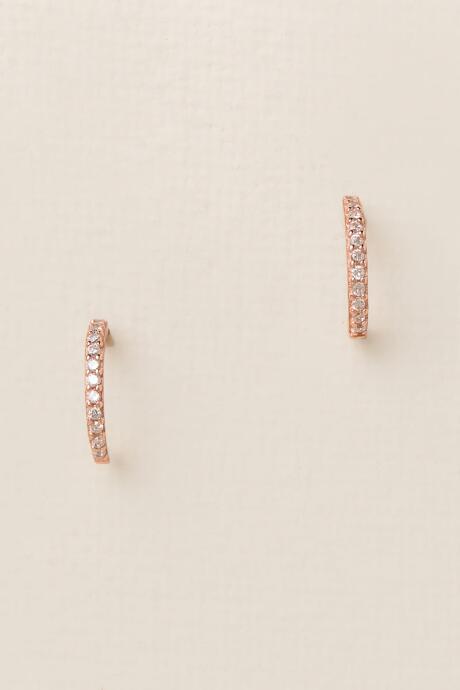 Francesca's Jayden Cubic Zirconia Huggie Hoop In Rose Gold - Rose/gold