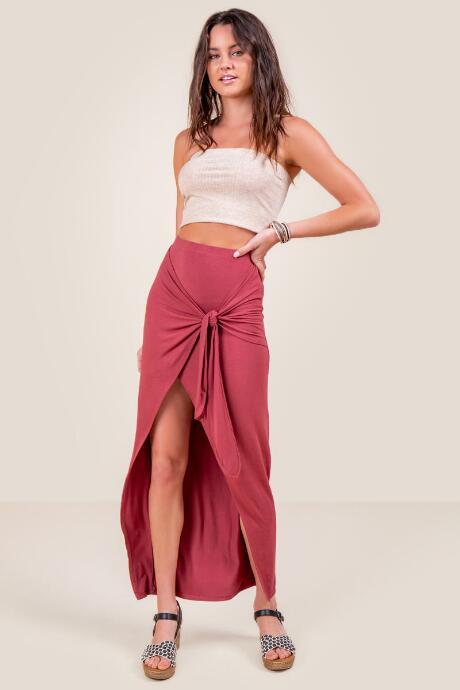 Francesca's Valerie Tie Front Maxi Skirt - Chambray