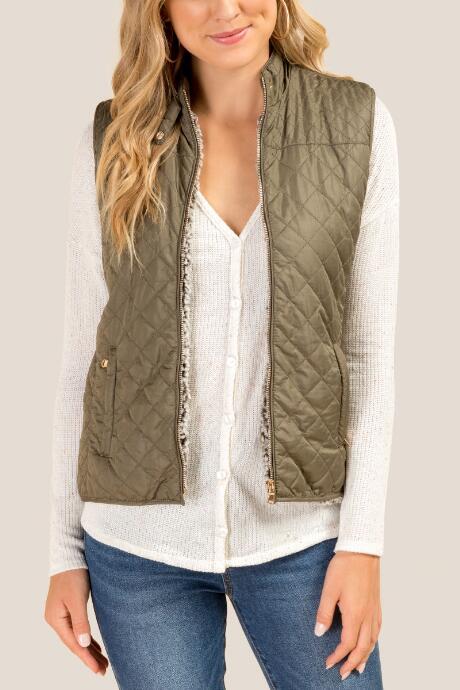 Francesca Inchess Shelly Back Snap Puffer - Dark Olive