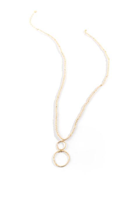 Francesca's Kimora Raw Bead Pendant Necklace - Natural