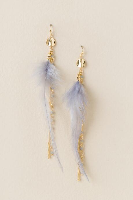 Francesca's Leah Feather Chain Linear Earring - Gray