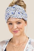 Francescas Dani Knotted Turban Headband In Blue - Blue