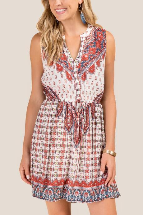 Francesca Inchess Emilia Mixed Print Dress - Cinnamon