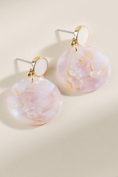 Francesca's Lillie Acetate Circle Drop Earrings - Blush