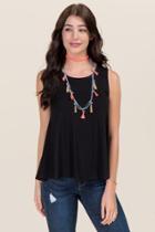 Alya Caprice High Neck Open Cape Knit Top - Black