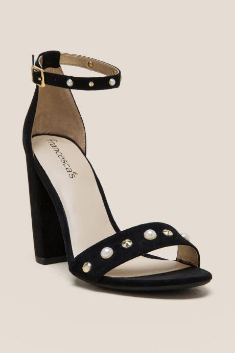 Francesca's Yvette Pearl Block Heel - Black