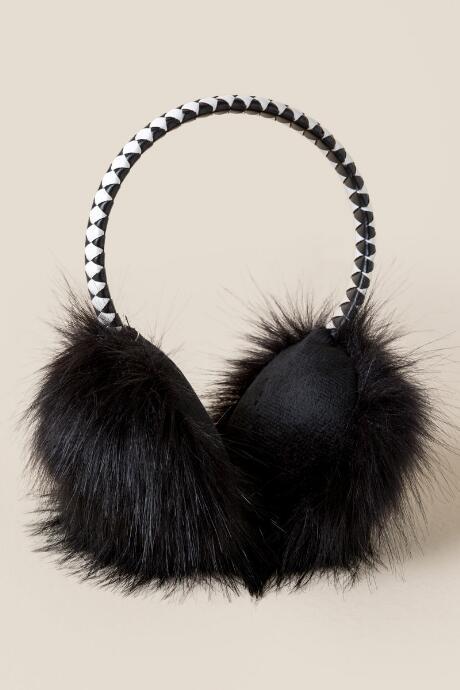 Francesca's Sarah Faux Fur Earmuff - Black/white