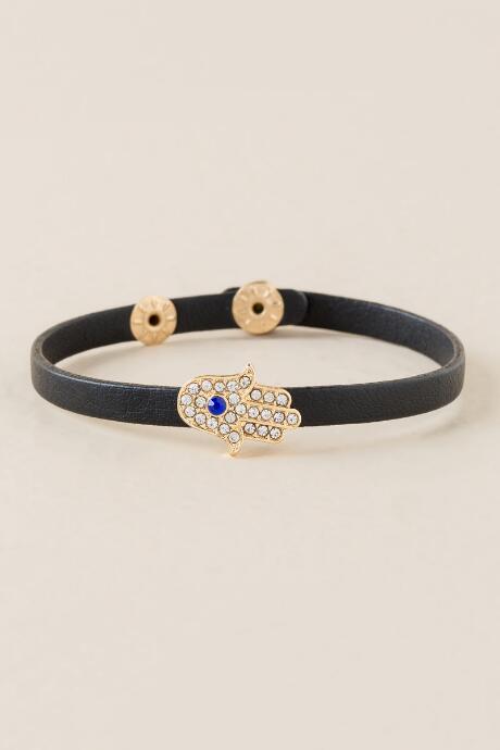 Francesca's Hamsa Hand Wrap Bracelet - Black