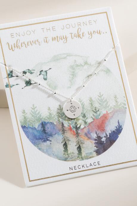 Francesca's World Traveler Compass Pendant In Silver - Silver