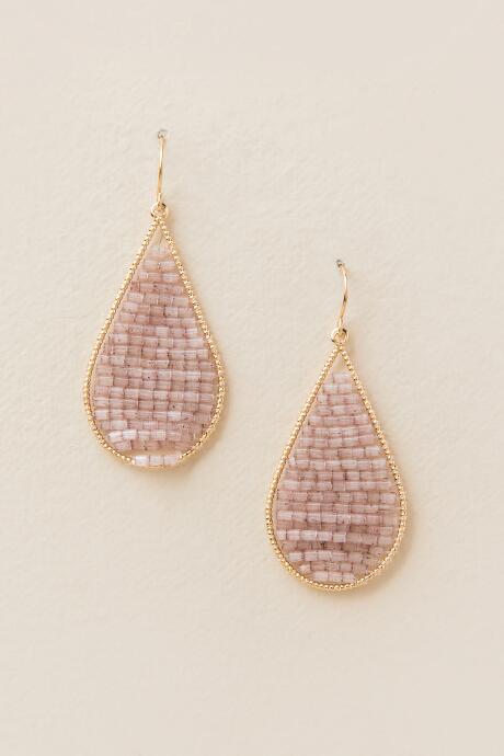 Francesca's Whitney Woven Bead Teardrop Earring - Rose