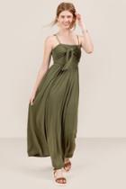 Francesca's Christine Tie Front Knit Maxi Dress - Deep Moss