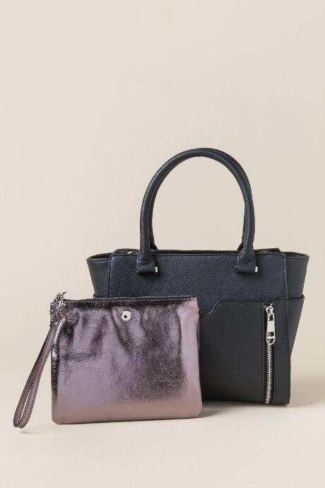 Francesca's Mariana Removable Pouch Satchel - Black