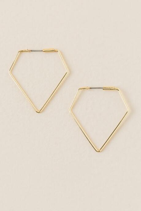 Francesca's Diamond Shape Hoop Earring - Gold