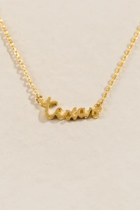 Francesca's Texas Script Necklace In Gold - Gold