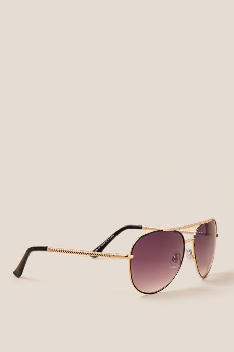 Francesca's Second Wind Aviator Sunglasses - Black