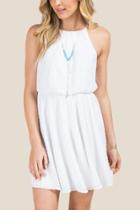 Francesca's Astra Swiss Dot Solid A-line Dress - White