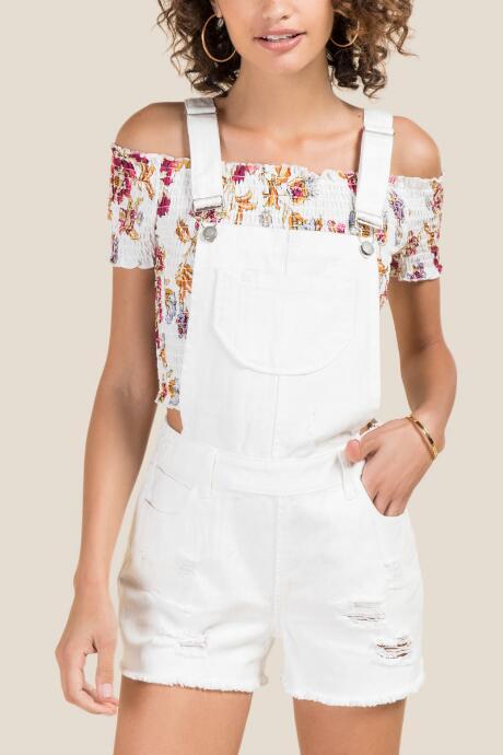 Francesca Inchess Diedre Destructed Shortall Jeans - White
