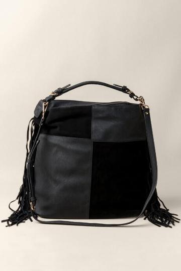 Francesca Inchess Guinevere Suede Patchwork Hobo - Black