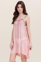 Francesca's Bloom Tassel Mineral Wash Tank Dress Cover-up - Blush