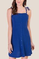 Francesca's Barbara Button Front Fit And Flare Dress - Navy