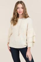 Mi Ami Irit Tiered Ruffle Sleeve Pullover - Ivory