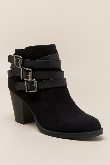 Francesca's Parody Belted Ankle Boot - Black