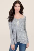 Jella C. Riley Cut Out Long Sleeve Top - Black/white