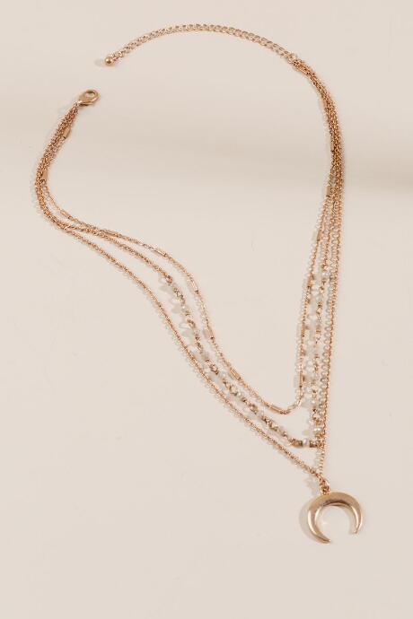 Francesca's Jill Beaded Bullhorn Layered Necklace - Ivory