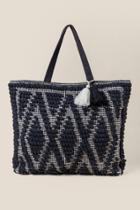 Francesca's Nina Handloom Fabric Tote In Black - Black