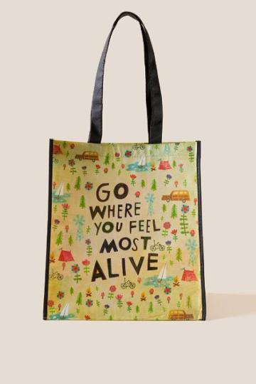 Natural Life Go Where You Feel Alive Recycled Tote - Multi