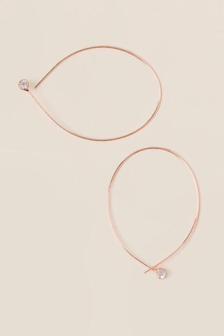 Francesca's Selena Crystal Loop Earrings In Rose Gold - Rose/gold