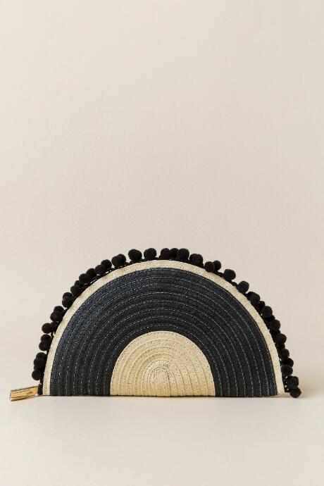 Francescas Cierra Pom Pom Clutch - Black