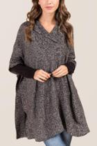 Francesca's Tatiana V-neck Poncho - Black