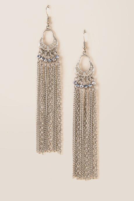 Francesca's Martina Chain Tassel Earring - Silver