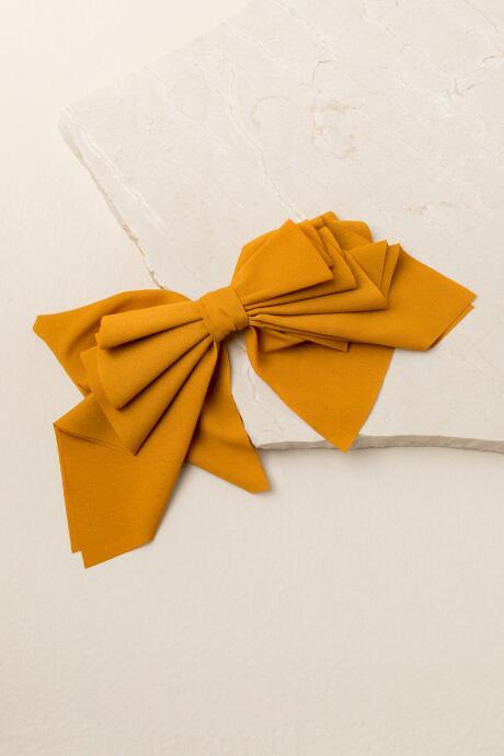 Francesca's Nanette Barette Bow In Mustard - Mustard