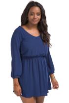 Plus Size Lush Megan Solid Dress - Navy