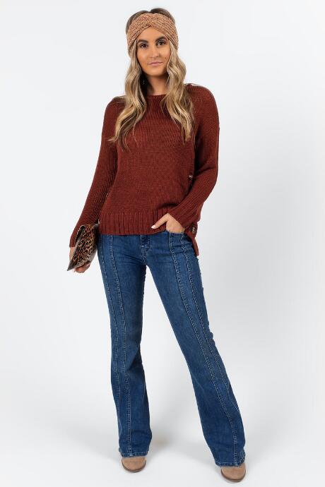 Francesca's Emmie Side Button Sweater - Cinnamon