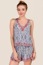 Blue Rain Danette Embroidered Paisley Tank - Navy