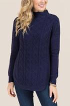 Alya Ciciley Cable Knit Pullover Sweater - Navy