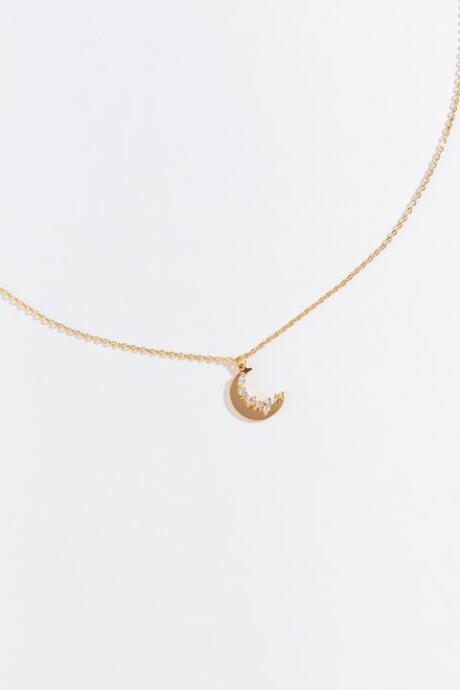 Francesca's Gemma Cz Moon Pendant Necklace - Gold
