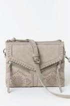 Francesca's Polly Double Zip Crossbody - Light Gray