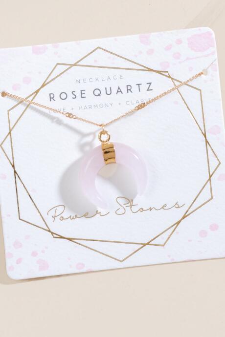 Francesca's Power Stone Bullhorn Pendant Necklace - Pale Pink