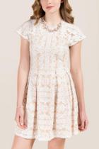 Francesca's Zoey Open Back Solid Lace A-line Dress - White
