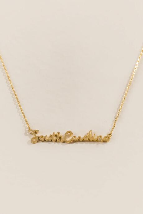 Francesca's South Carolina Script Necklace In Gold - Gold