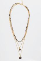 Francesca's Alexandria Coin Drop Beaded Layered Necklace - Taupe