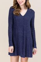 Alya Faith Ribbed Hacci Knit Dress - Navy