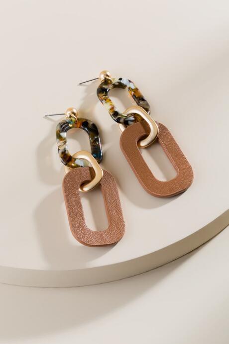 Francesca's Everett Links Statement Earrings - Brown