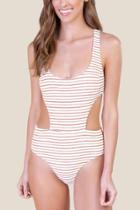 Francesca's Lydia Side Cut-out One-piece Swimsuit - Cinnamon